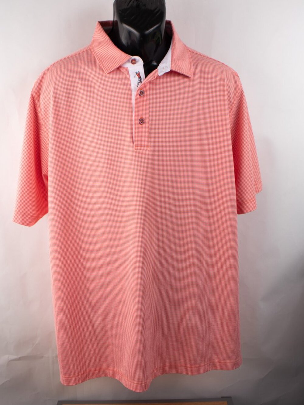 Bobby Jones X-H2O Men's XL Golf Polo Checkered Peach White Short Sleeve